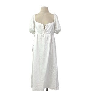 Aritzia- Wilfred Rowena Linen Midi Dress in White Size 10.